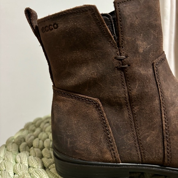 Ecco Touch 15 B Coffee Brown Oiled Leather Lightweight Flat Ankle Boots NWOB - Picture 4 of 10